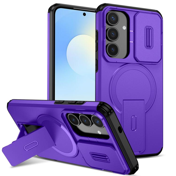 

For Samsung Galaxy S25 FE 5G Sliding Camshield MagSafe Holder Phone Case(Purple)