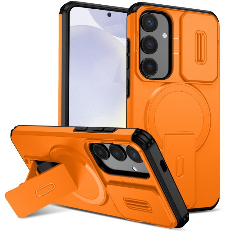 

For Samsung Galaxy S24+ 5G Sliding Camshield MagSafe Holder Phone Case(Orange)