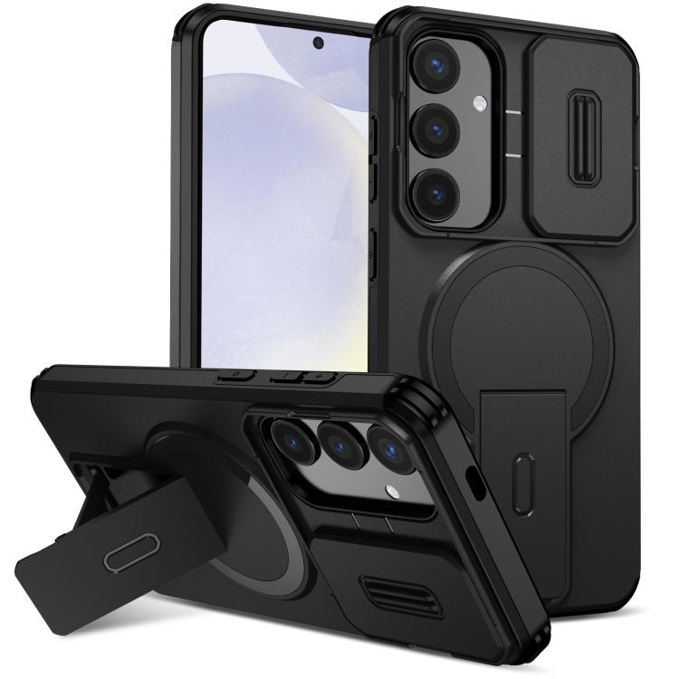 

For Samsung Galaxy S24+ 5G Sliding Camshield MagSafe Holder Phone Case(Black)
