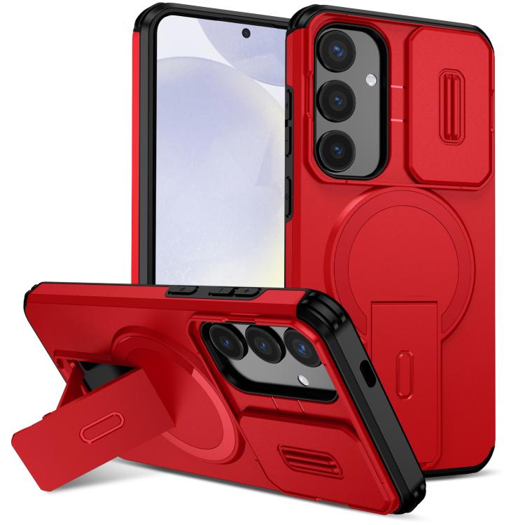 

For Samsung Galaxy S24+ 5G Sliding Camshield MagSafe Holder Phone Case(Red)
