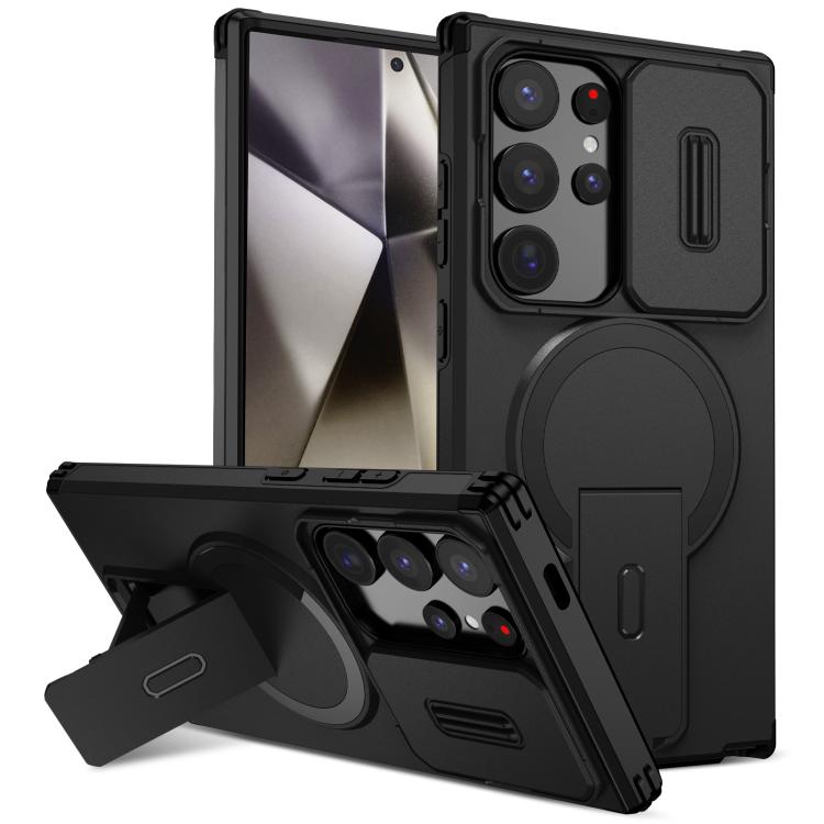 

For Samsung Galaxy S24 Ultra 5G Sliding Camshield MagSafe Holder Phone Case(Black)