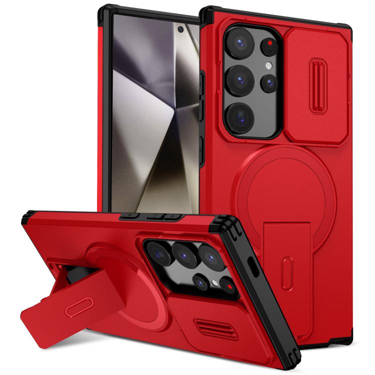 

For Samsung Galaxy S24 Ultra 5G Sliding Camshield MagSafe Holder Phone Case(Red)