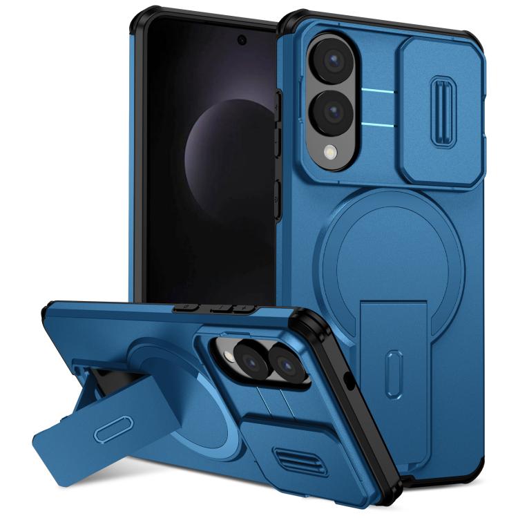 

For Samsung Galaxy S25 Edge 5G Sliding Camshield MagSafe Holder Phone Case(Blue)