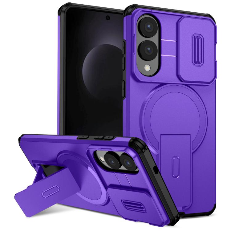 

For Samsung Galaxy S25 Edge 5G Sliding Camshield MagSafe Holder Phone Case(Purple)