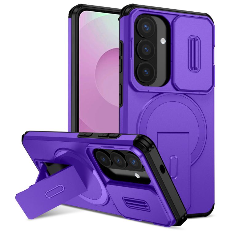 

For Samsung Galaxy S26 5G Sliding Camshield MagSafe Holder Phone Case(Purple)