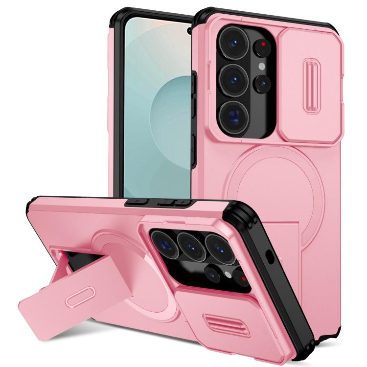 

For Samsung Galaxy S26 Ultra 5G Sliding Camshield MagSafe Holder Phone Case(Pink)