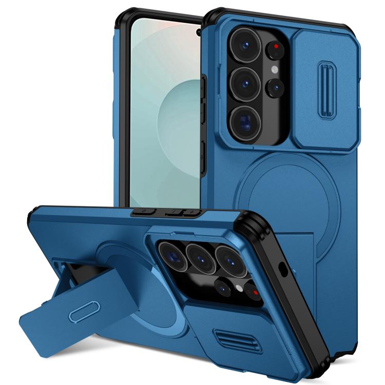 

For Samsung Galaxy S26 Ultra 5G Sliding Camshield MagSafe Holder Phone Case(Blue)