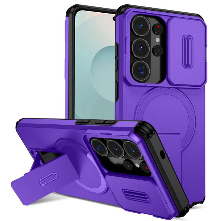 

For Samsung Galaxy S26 Ultra 5G Sliding Camshield MagSafe Holder Phone Case(Purple)