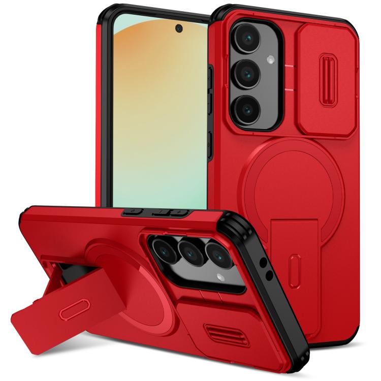 

For Samsung Galaxy S24 FE 5G Sliding Camshield MagSafe Holder Phone Case(Red)