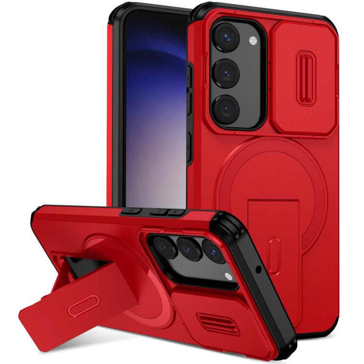 

For Samsung Galaxy S23 5G Sliding Camshield MagSafe Holder Phone Case(Red)