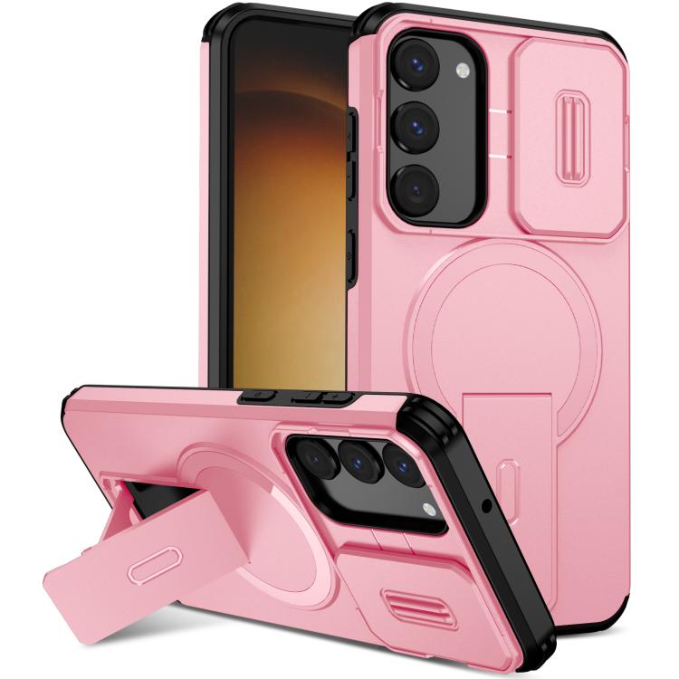 

For Samsung Galaxy S23+ 5G Sliding Camshield MagSafe Holder Phone Case(Pink)