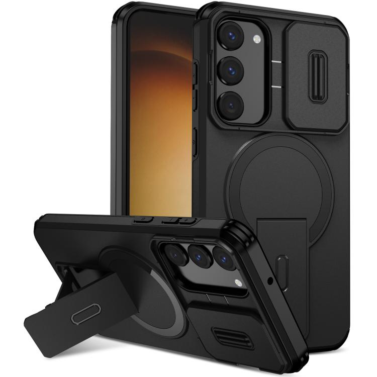 

For Samsung Galaxy S23+ 5G Sliding Camshield MagSafe Holder Phone Case(Black)