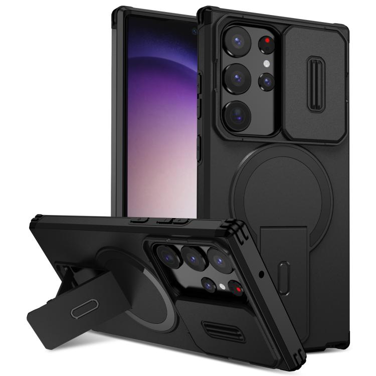 

For Samsung Galaxy S23 Ultra 5G Sliding Camshield MagSafe Holder Phone Case(Black)