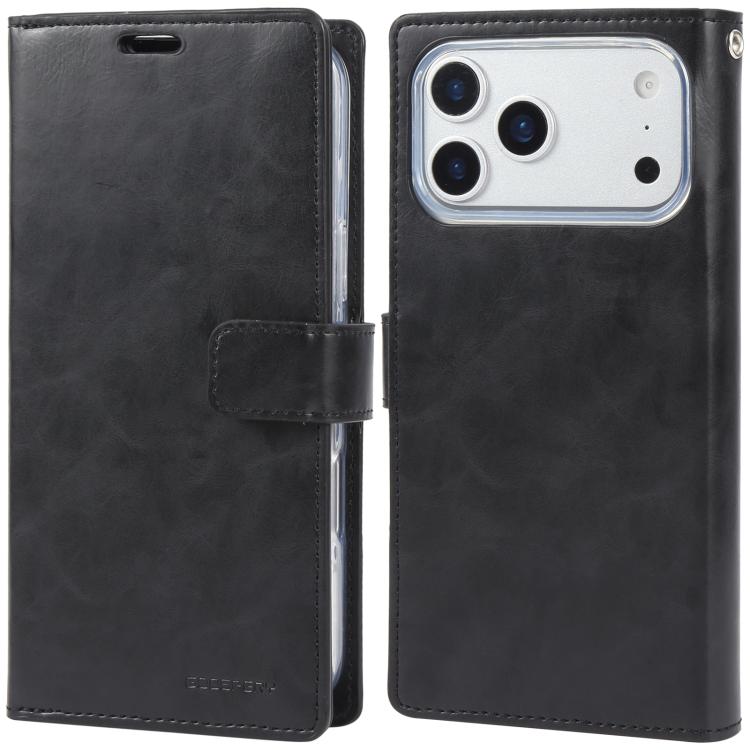 

For iPhone 17 Pro Max GOOSPERY MANSOOR DIARY 9 Card Slots Leather Phone Case(Black)