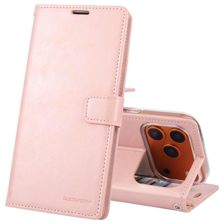 

For iPhone 17 Pro GOOSPERY BLUE MOON Crazy Horse Texture Leather Phone Case(Rose Gold)