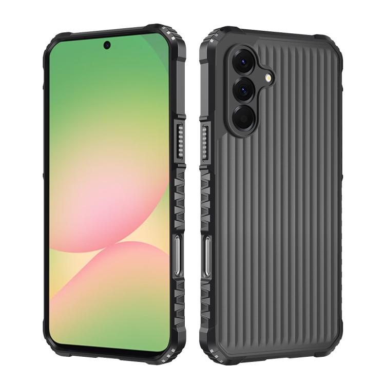 

For Samsung Galaxy A56 / A36 5G War Shadow Stripe Series Airbag Frosted Shockproof Phone Case(Black)
