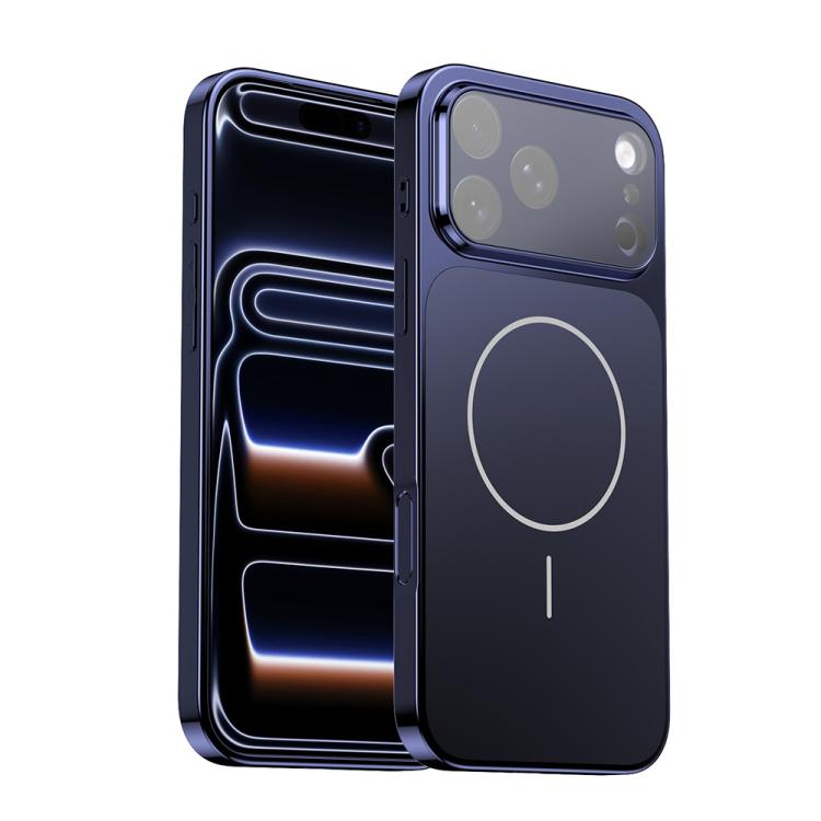

For iPhone 17 Pro Corning Glass Plating Large Window MagSafe Phone Case(Blue)