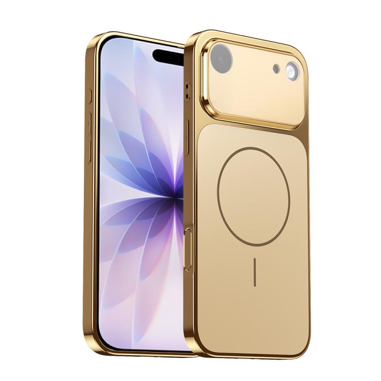 

For iPhone Air Corning Glass Plating Large Window MagSafe Phone Case(Gold)