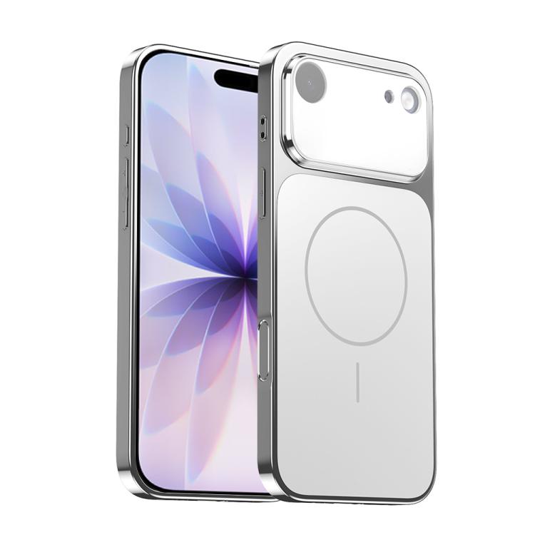 

For iPhone Air Corning Glass Plating Large Window MagSafe Phone Case(Silver)