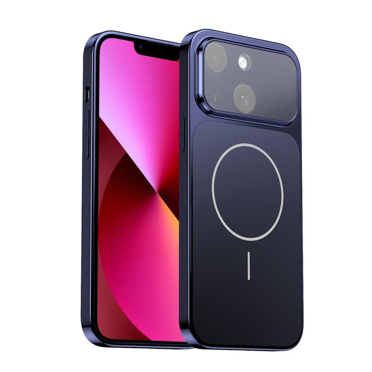 

For iPhone 13 Corning Glass Plating Large Window MagSafe Phone Case(Blue)