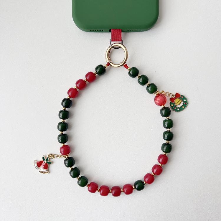 

Christmas Series Beaded Chain Anti-lost Mobile Phone Short Wrist Strap(Bell + Bell)