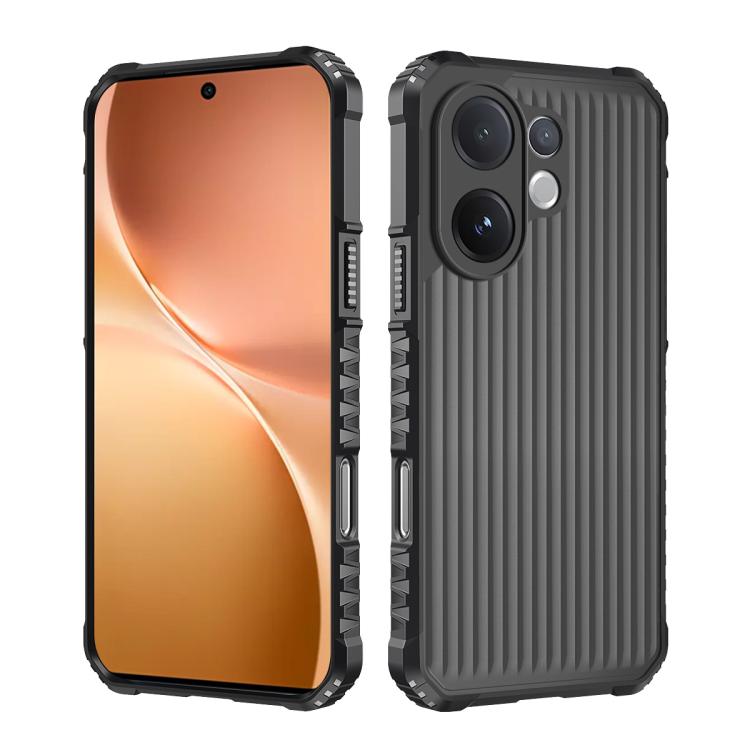 

For vivo V60 5G War Shadow Stripe Series Airbag Frosted Shockproof Phone Case(Black)