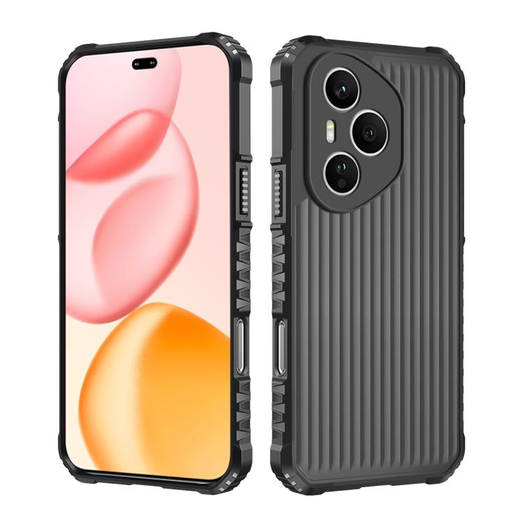 

For Honor 400 Pro Global 160.8mm War Shadow Stripe Series Airbag Frosted Shockproof Phone Case(Black)