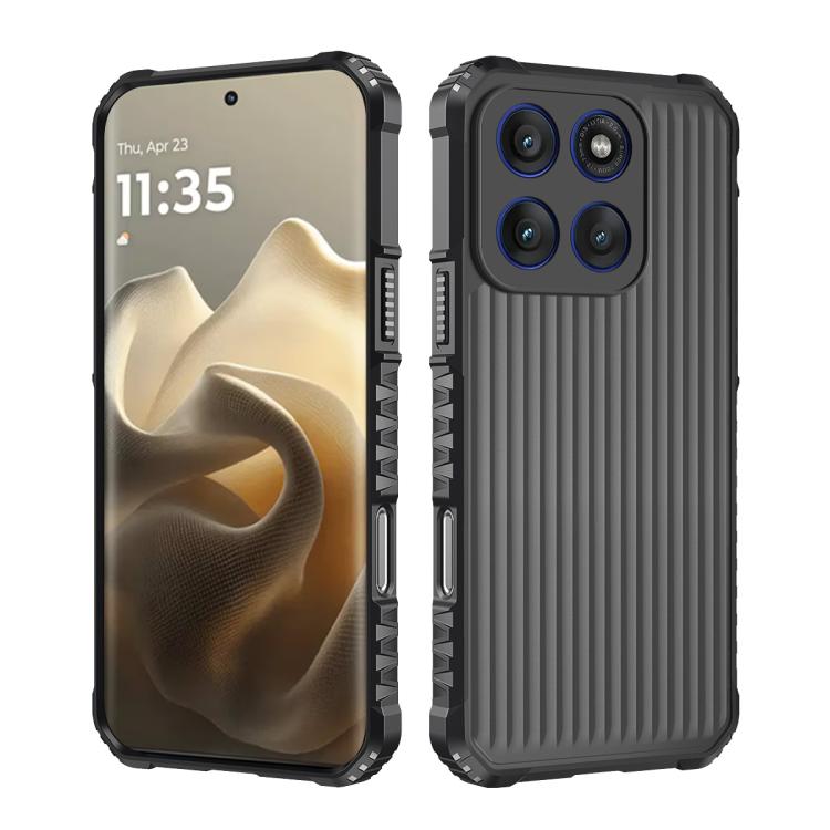 

For Motorola Edge 60 Pro War Shadow Stripe Series Airbag Frosted Shockproof Phone Case(Black)