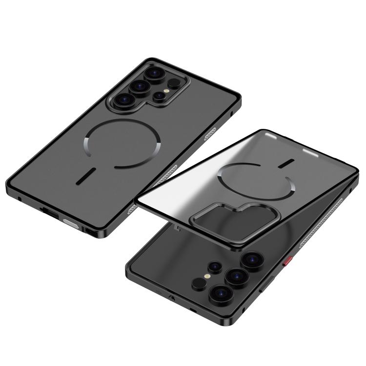 

For Samsung Galaxy S24 Ultra 5G Single-sided Snap Buckle Metal Frame Frosted MagSafe Phone Case(Black)