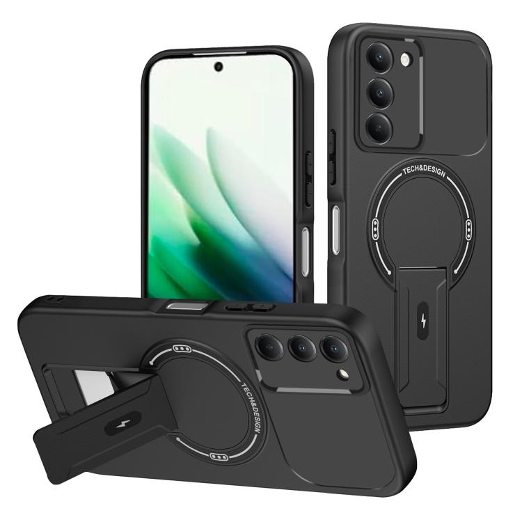 

For Redmi 15 5G / 4G EU 171mm Skin Feel MagSafe Phone Case with Holder(Black)