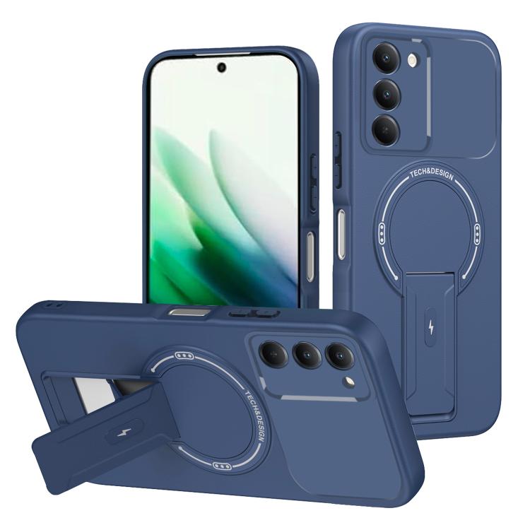 

For Redmi 15 5G / 4G EU 171mm Skin Feel MagSafe Phone Case with Holder(Blue)