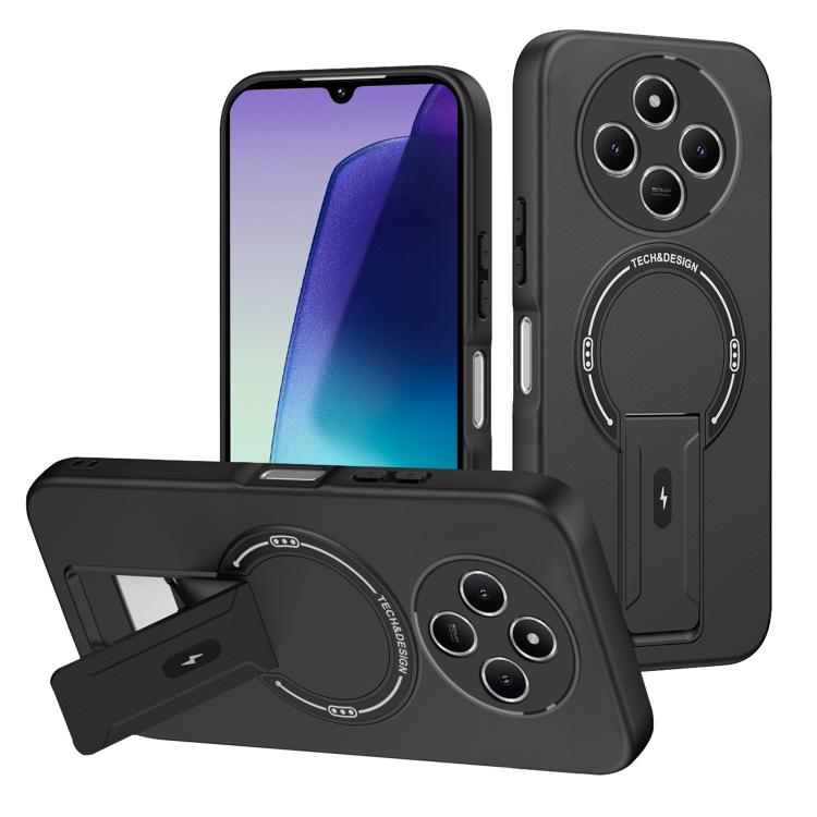 

For Redmi 14C 4G / Poco C75 4G Skin Feel MagSafe Phone Case with Holder(Black)