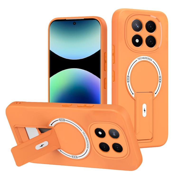 

For Redmi Note 14 Pro+ 5G Skin Feel MagSafe Phone Case with Holder(Orange)