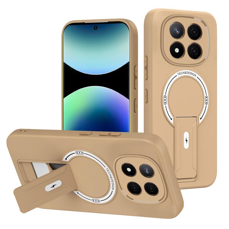 

For Redmi Note 14 Pro+ 5G Skin Feel MagSafe Phone Case with Holder(Brown)