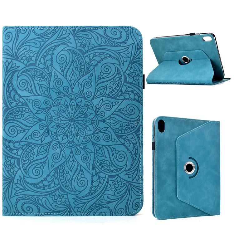 

For iPad 2025 / 2022 Rotatable Mandala Embossed Smart Leather Tablet Case(Light Blue)