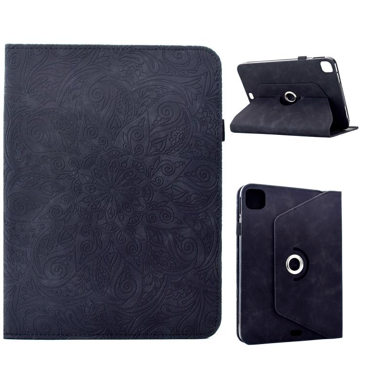 

For iPad Air 11 2025 / 2024 Rotatable Mandala Embossed Smart Leather Tablet Case(Black)