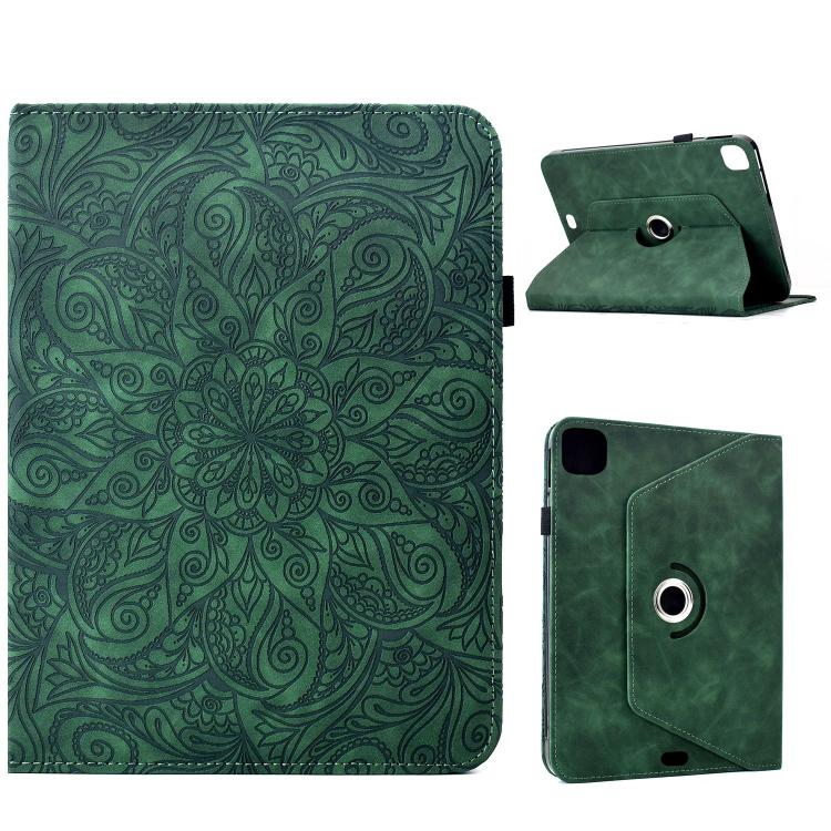 

For iPad Air 11 2025 / 2024 Rotatable Mandala Embossed Smart Leather Tablet Case(Green)