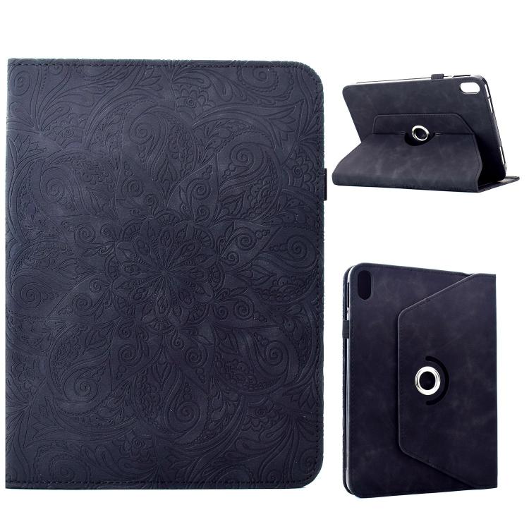 

For iPad mini 2024 / mini 6 Rotatable Mandala Embossed Smart Leather Tablet Case(Black)