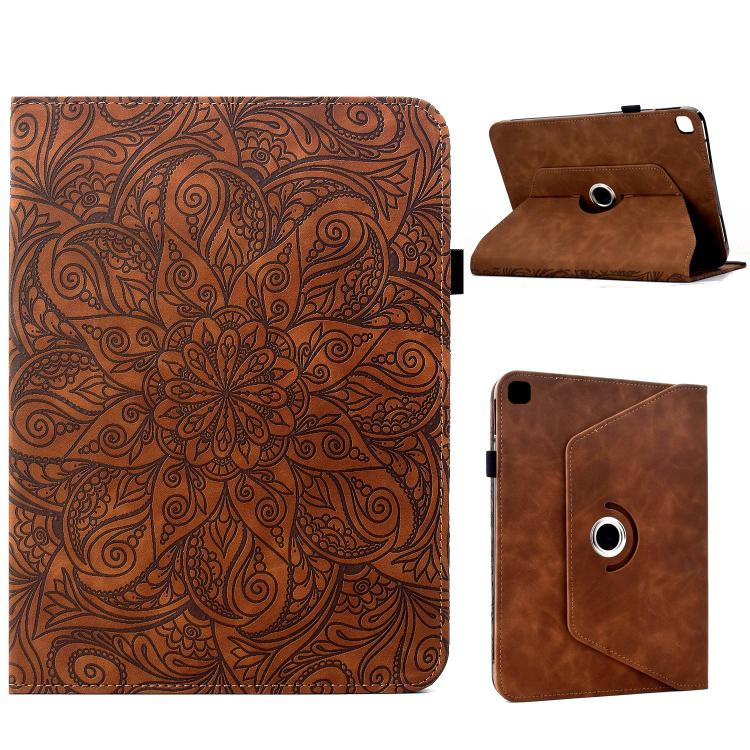 

For iPad 10.2 2021 / Air 10.5 Rotatable Mandala Embossed Smart Leather Tablet Case(Brown)