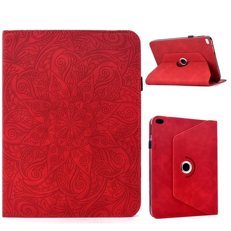 

For iPad 9.7 2018 / 2017 / Air 2 / 1 Rotatable Mandala Embossed Smart Leather Tablet Case(Red)