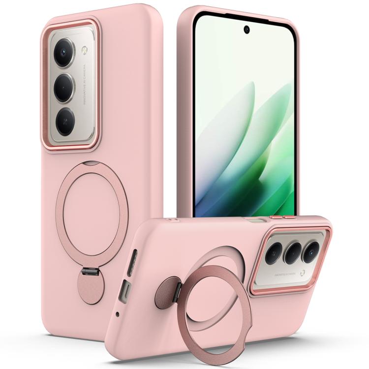 

For Redmi 15 5G / 4G EU 171mm Gen1.5 Pivot Ring Holder TPU Hybrid PC Phone Case(Pink)