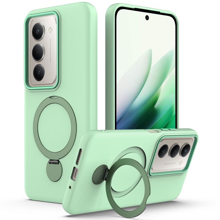 

For Redmi 15 5G / 4G EU 171mm Gen1.5 Pivot Ring Holder TPU Hybrid PC Phone Case(Green)