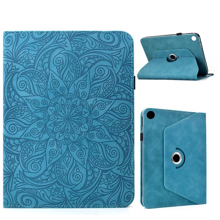 

For Samsung Galaxy Tab A11 / A9 Rotatable Mandala Embossed Leather Tablet Case(Light Blue)