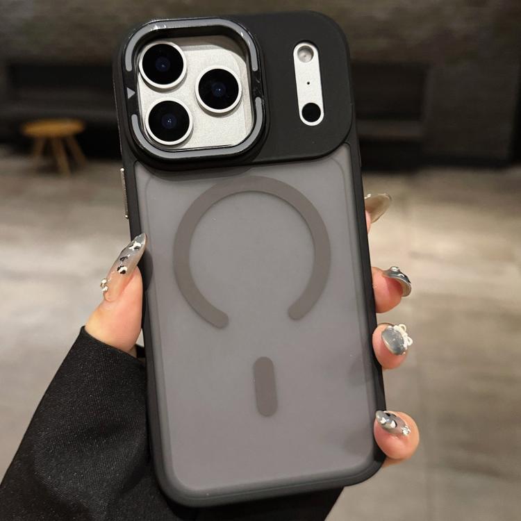 For iPhone 17 Pro Skin Feel Frosted Metal Lens Holder MagSafe Magnetic Phone Case(Grey)