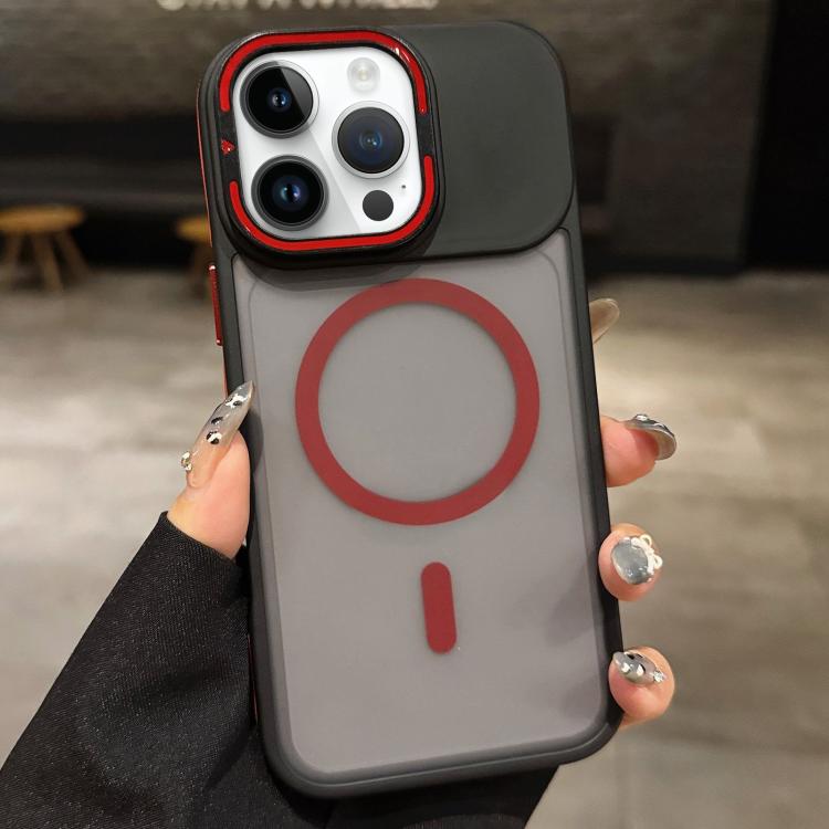 

For iPhone 12 Pro Skin Feel Frosted Metal Lens Holder MagSafe Magnetic Phone Case(Red)