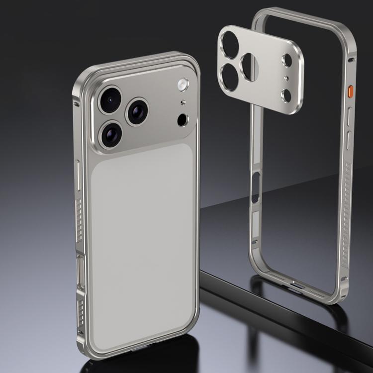 

For iPhone 17 Pro Armor Dual-side Anti-slip Metal Frame Case with Lens Cover(Grey)