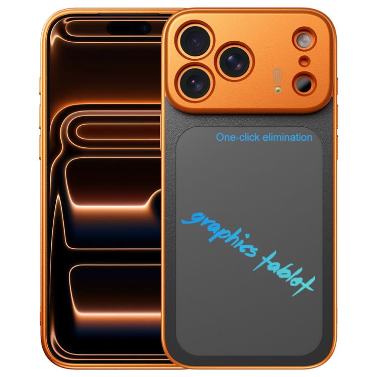 

For iPhone 17 Pro TPU Frame Frosted Writing Board Shockproof Phone Case with Pen(Orange)
