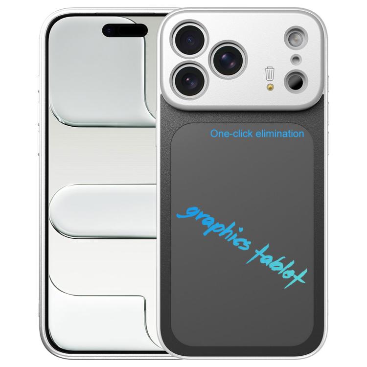 

For iPhone 17 Pro TPU Frame Frosted Writing Board Shockproof Phone Case with Pen(Silver)