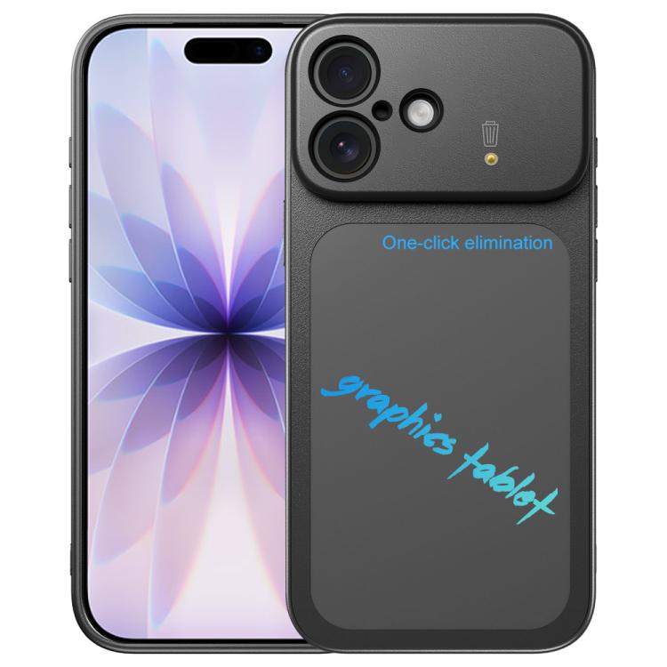 

For iPhone 17 TPU Frame Frosted Writing Board Shockproof Phone Case with Pen(Black)