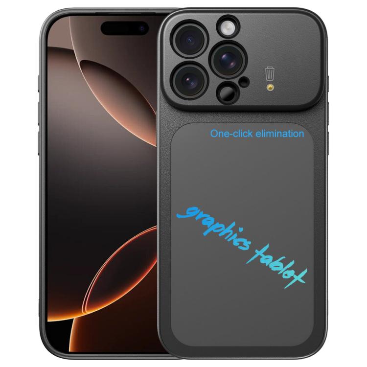 

For iPhone 16 Pro TPU Frame Frosted Writing Board Shockproof Phone Case with Pen(Black)